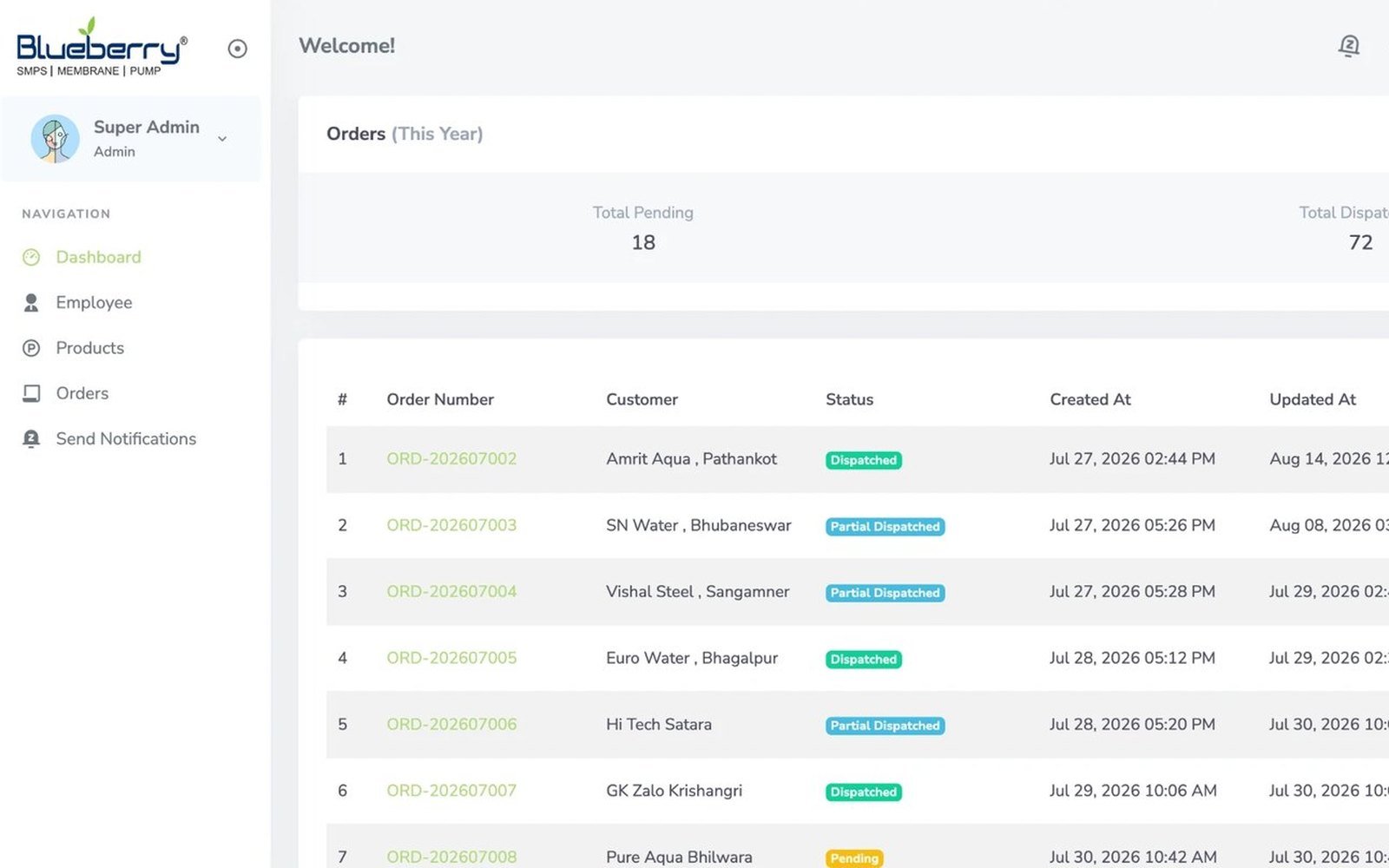 BlueBerry Dispatch App on desktop
