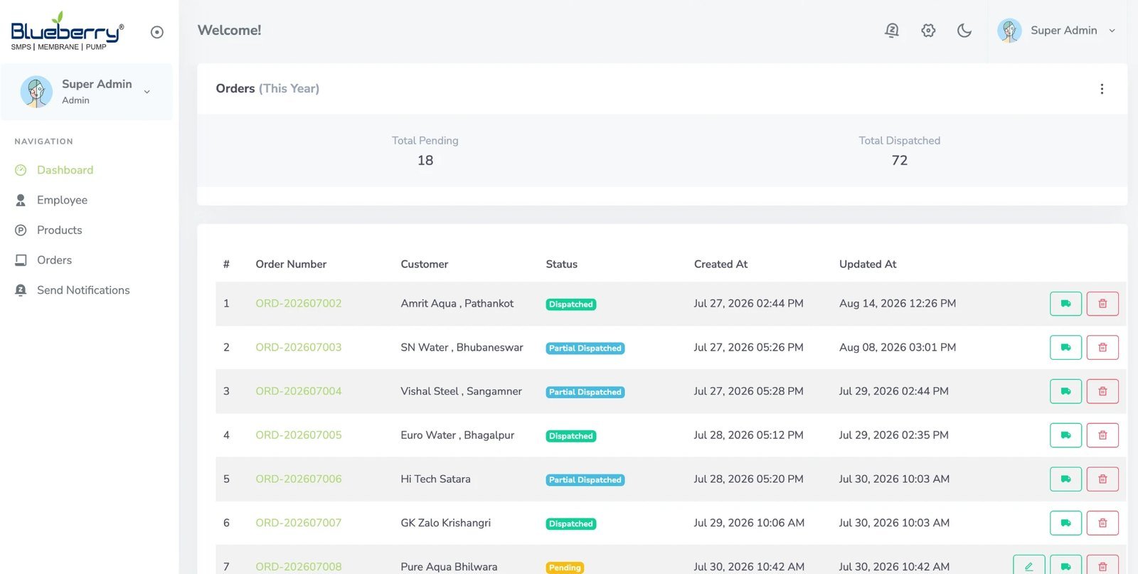 BlueBerry Dispatch App