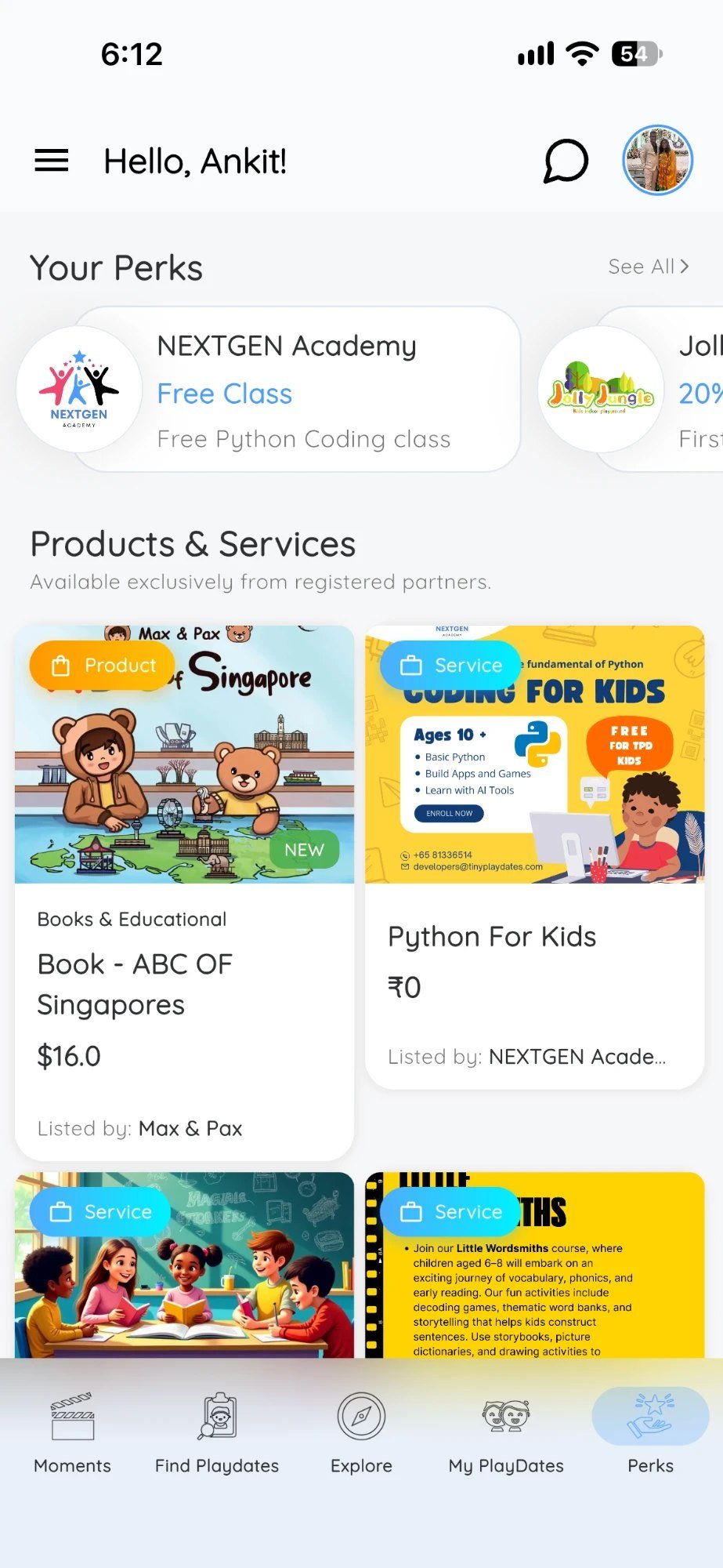 Perks, products and services from partners